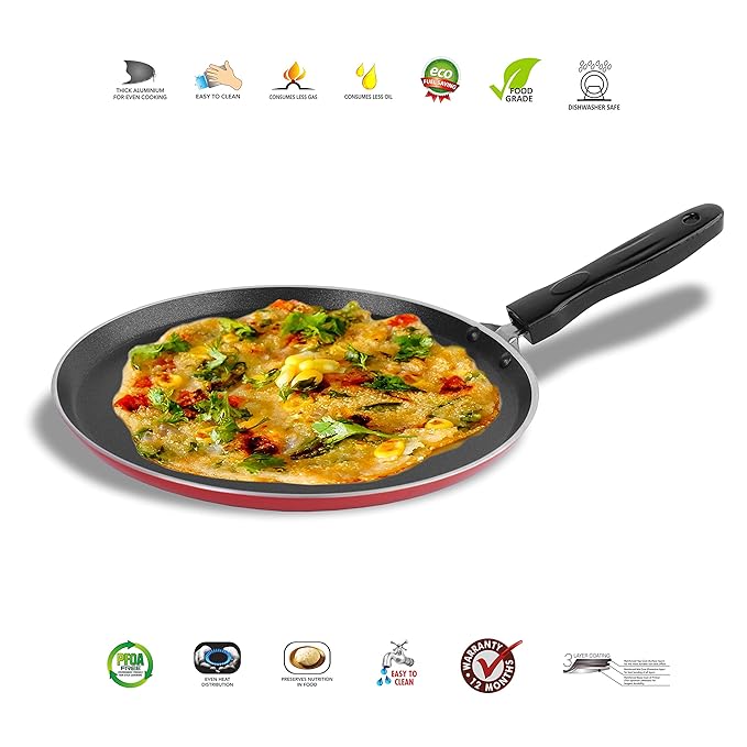 Sumeet 2.6mm Non Stick Dosa Tawa - 26.5cm Dia (Red)
