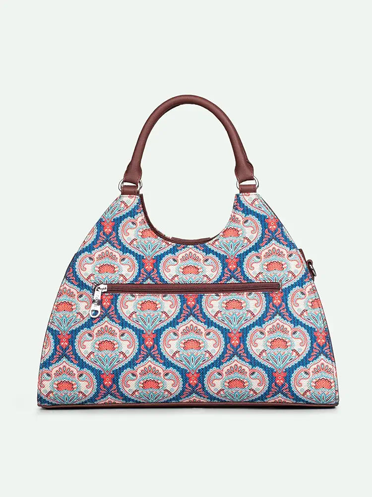 Zouk Konkona Statement Satchel Bag Jute & Leather