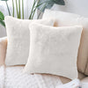 Luxe Home Cushion Cover Duble Side Rabbit Fur Plain Design Covers Set of 2 for Sofa Colour White