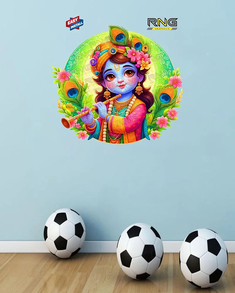 Rng Graphics Pvc Vinyl Krishna Wall Stickers Multicolor 49 Cm X 45cm DW-146L
