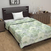 Divine Casa 120 GSM Glace Cotton Single Bed Dohar Lightweight AC Blanket Reversible Leaf Print Quilt Colour Garden Green