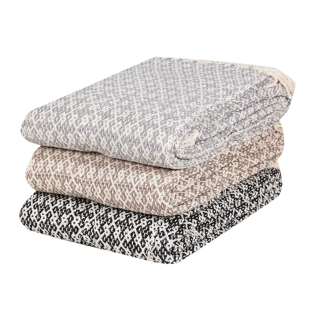 Sashaa World Soft Throw Blanket Colour Grey/Natural
