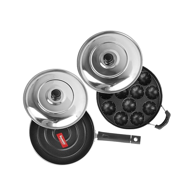 Sumeet 2.6mm Thick Non-Stick Red Indian Cookware Set