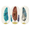 Artvibes Feather Wooden Wall Hanging Decoration Items for Home | Set of 3