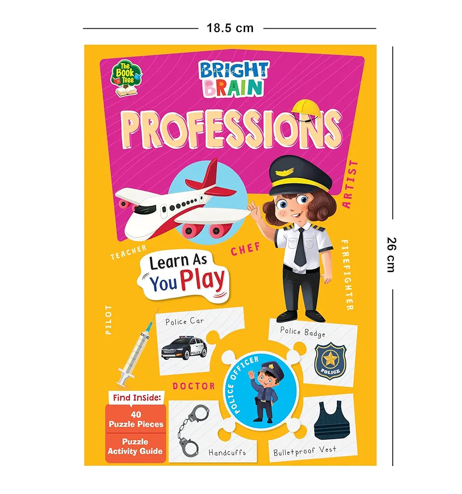 The Book Tree Bright Brain Professions Puzzle - Discover & Match 40 Profession Pieces – Fun Educational Toy for Kids Age 3+ - Gift Box by Majestic Book Club