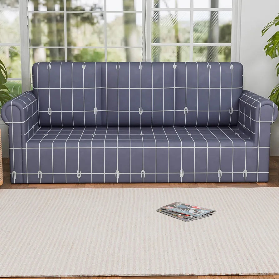 Kuber Industries Elastic Sofa Cover 3 Seater Stretchable Couch Slip Cover Grey