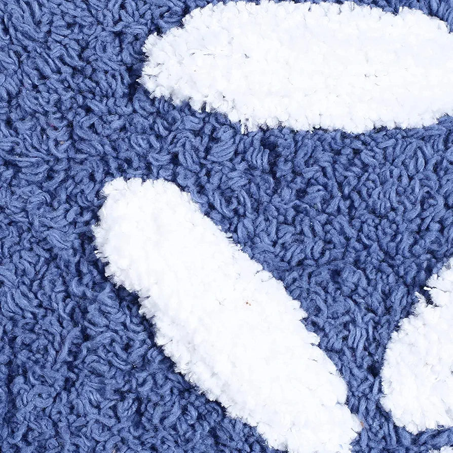 Saral Home Cotton Rectangular Bathmat With Contour Mat Colour Blue