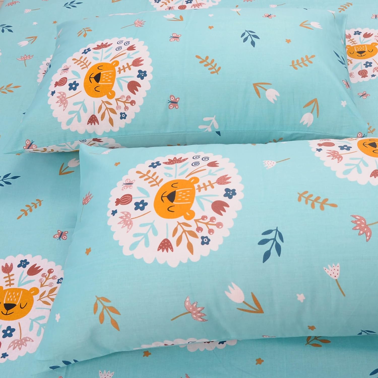 Huesland by Ahmedabad Cotton 186 TC Kids Cotton Pillow Cover Set of 2 | Mint Green & White