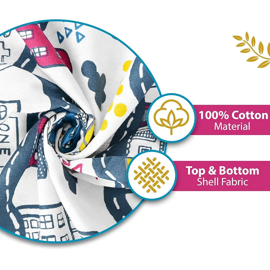 Divine Casa Pure Cotton Printed Single Dohar 120 GSM Soft & Lightweight Throw Blanket Colour Heaven White