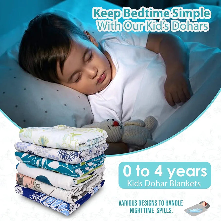 Divine Casa Floret 100% Cotton Single Kids Dohar 120 GSM Soft & Lightweight Throw Blanket Colour Winter Fern