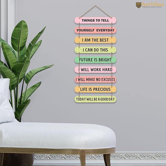 Artvibes Self Motivation Quotes Mdf Wooden Wall Hanging for Home Livingroom Art Items