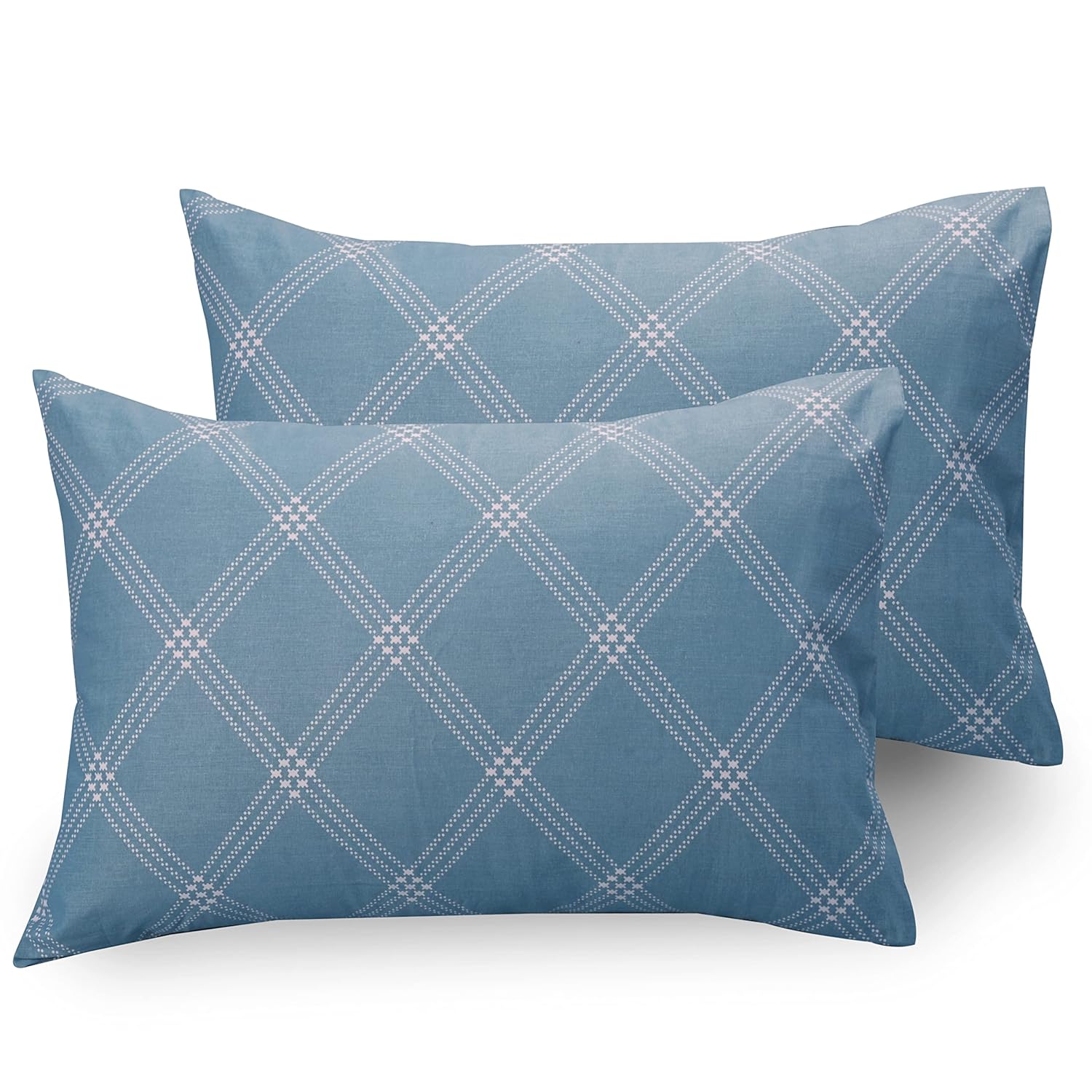 Huesland by Ahmedabad Cotton 186 TC Cotton Pillow Covers Set of 2 | Blue