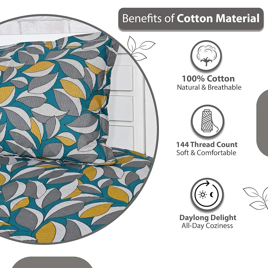 Divine Casa 144 TC 100% Cotton Bedsheet for Single Bed with 1 Pillow Cover Colour Rustic Brown