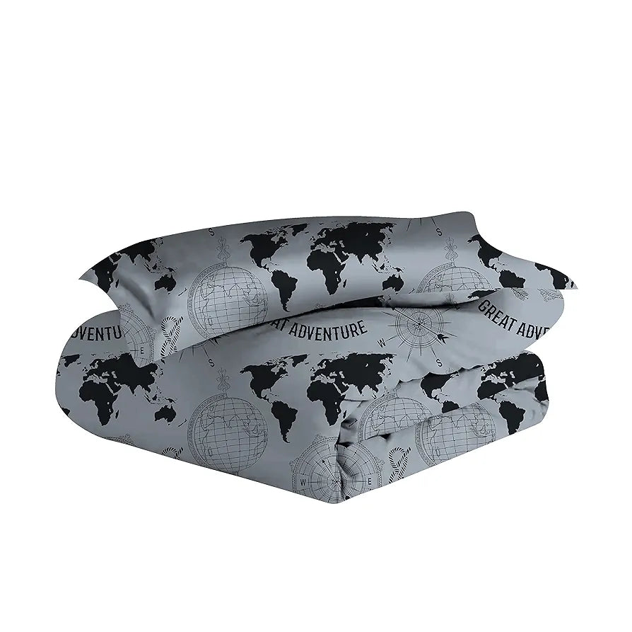 Divine Casa Microfiber Reversible Single Bed AC Duvet Cover with 1 Pillow Cover for Quilt/Comforter/Blanket Colour Grey & White