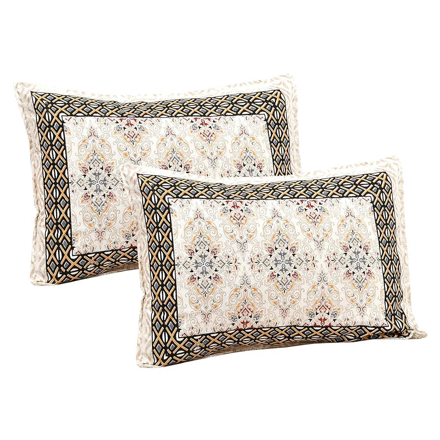 Kuber Industries Double Bedsheet with 2 Pillow Covers 160 TC Premium Cotton Cream