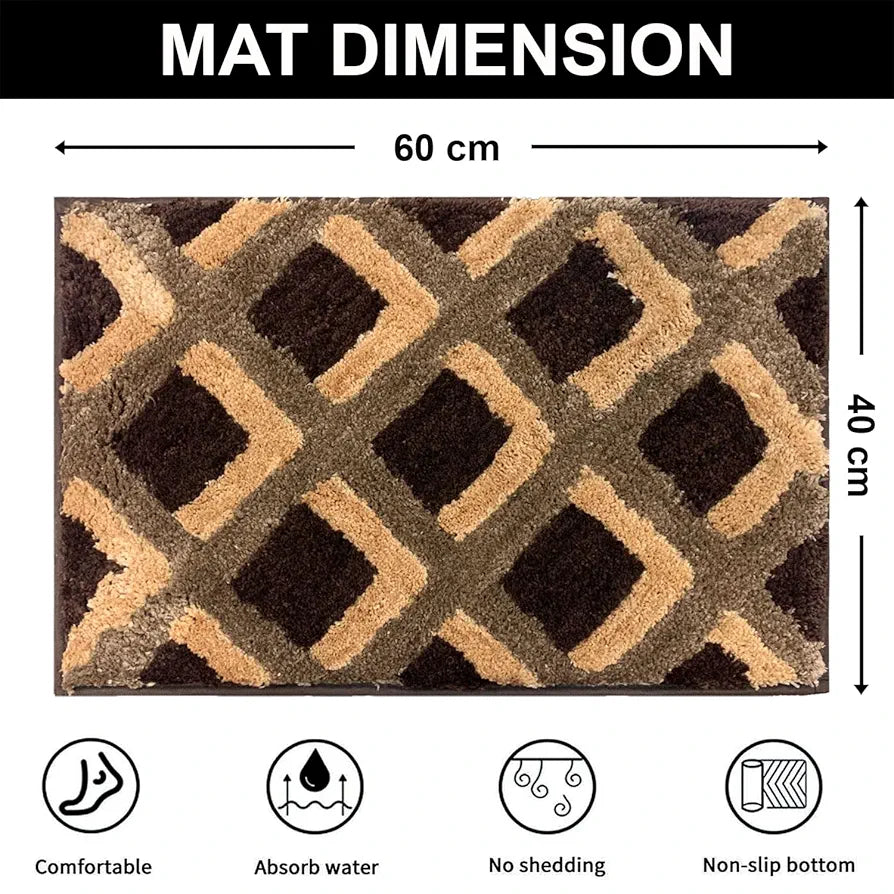 Luxe Home International Ruffle Floor Rug Foot Mats 3 X 5 Ft colour Taupe