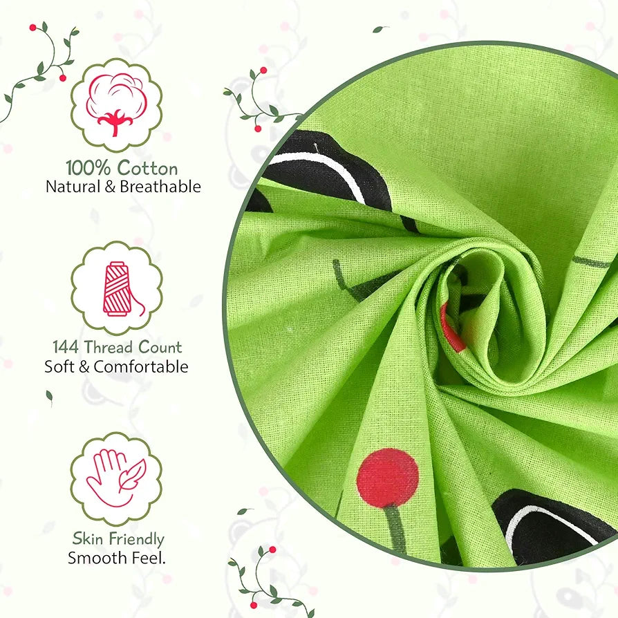 Divine Casa 144 TC 100% Cotton Single Bedsheet with 1 Pillow Cover Abstract Pattern Colour Ice Green