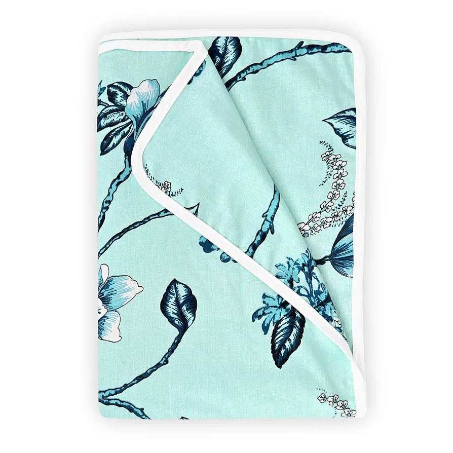 Divine Casa Floret 100% Cotton Single Kids Dohar 120 GSM Soft & Lightweight Throw Blanket Colour Winter Fern