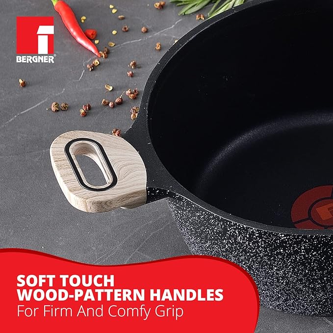 Bergner Ultimate Non Stick Casserole/briyani Pot/handi With Glass Lid | 28 Cm | 6 Litres
