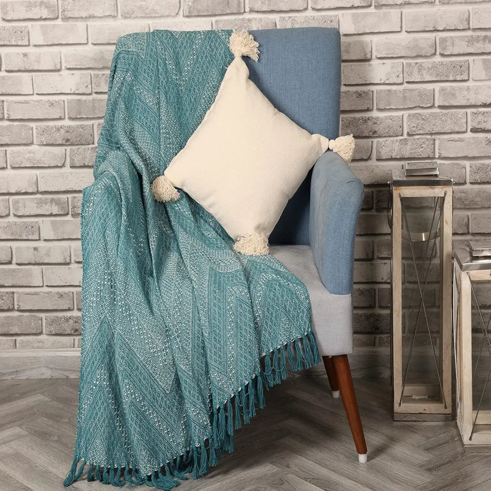 Sashaa World Cotton Jewels of India Throw Colour Blue
