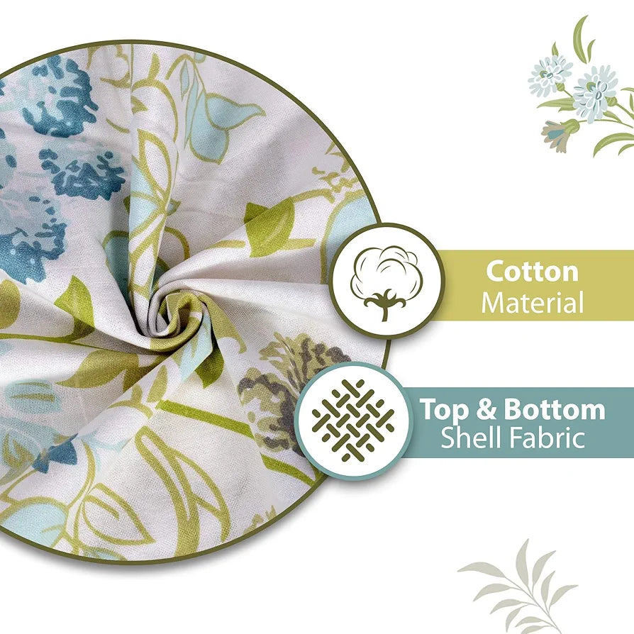 Divine Casa Floret 100% Cotton Single Dohar 120 GSM Soft & Lightweight Throw Blanket Colour Floral Breeze