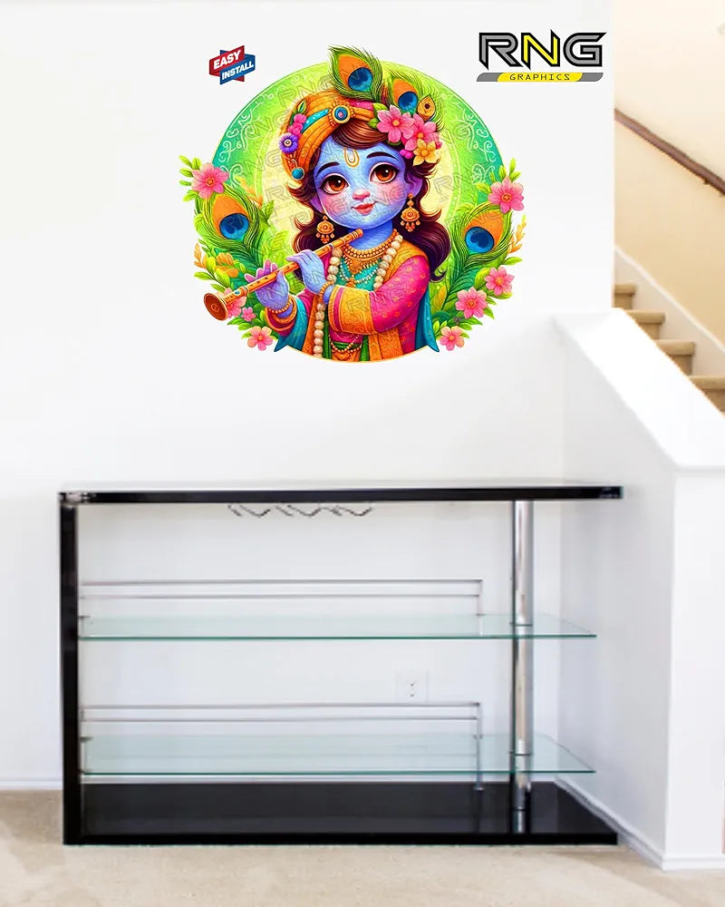 Rng Graphics Pvc Vinyl Krishna Wall Stickers Multicolor 49 Cm X 45cm DW-146L