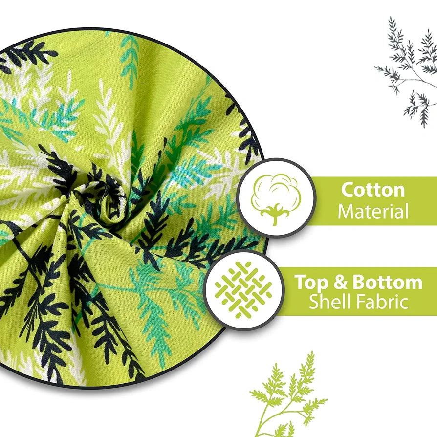 Divine Casa Floret 100% Cotton Single Dohar 120 GSM Soft & Lightweight Throw Blanket Colour Leaf Green