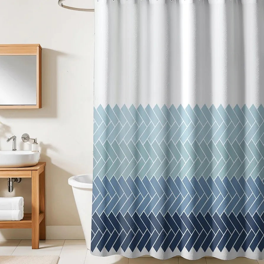 Homethreads Embrace Luxury with Our 6-Feet Long Premium Polyester Shower Curtain with 12 Hooks for a Lavish Bathroom Blue Colour