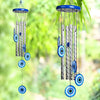 Evil Eye Wind Chimes for Home and Garden 4 Silver Pipe Wind Chime -015