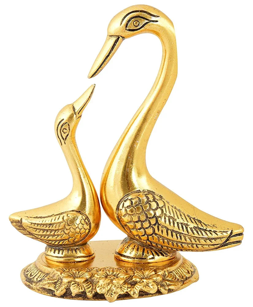Webelkart Metal Kissing Duck Showpiece for Home and Office Decor