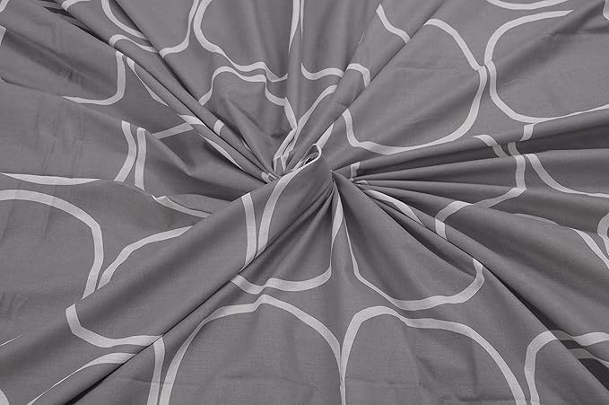 Huesland by Ahmedabad Cotton 144 TC Cotton Bedsheet for Double Bed King Size with 2 Pillow Covers | Grey & Yellow
