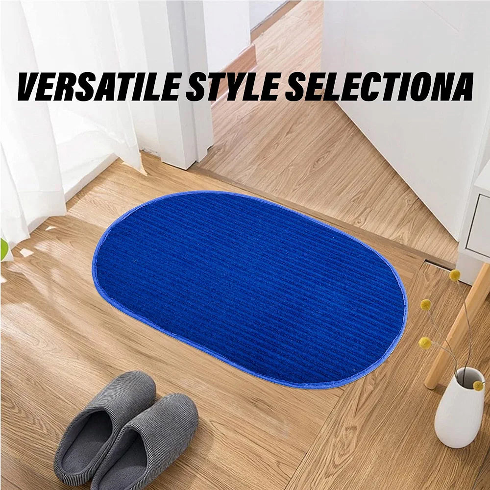 Kuber Industries Door Mat Oval Shape Door Mat Door Entrance Mat Blue Colour