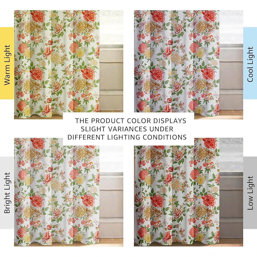 Cloth Fusion Blackout Printed Premium Window Curtains 5 Feet Long Set of 2 Lush Blooms