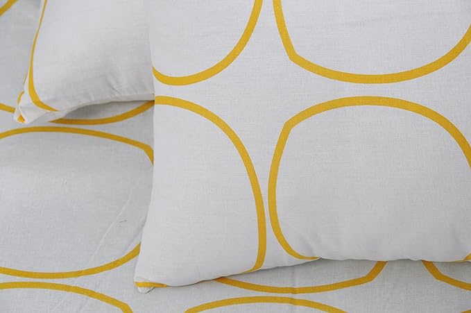 Huesland by Ahmedabad Cotton 144 TC Cotton Bedsheets for King Size Bed with 2 Pillow Covers | White (Yellow Circles)
