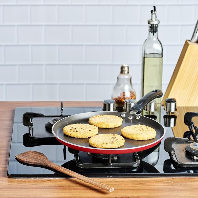 Vinod Zest Aluminium Non Stick Dosa Omni Tawa - 28cm | 4mm Extra Thick | 3 Layer Ceramic Coat | Bakelite Handle