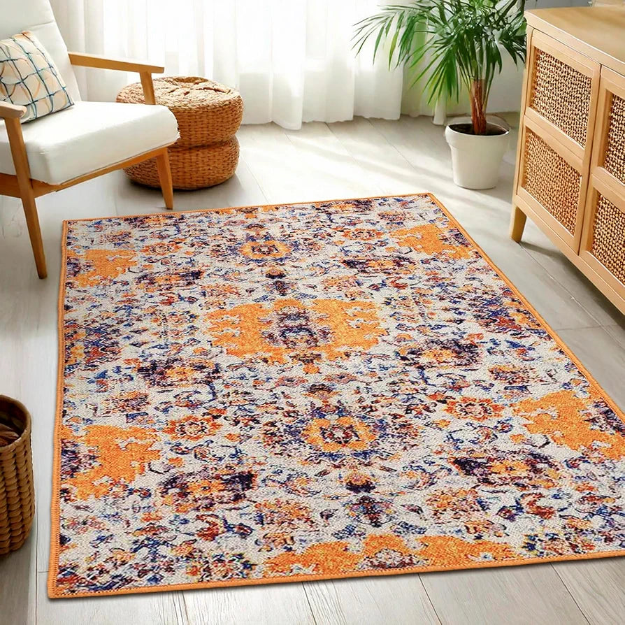 Status Contract Polyester Printed Vintage Persian Carpet Rug Colour Multicolour
