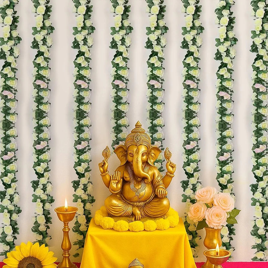 Artificial Flower Vine Garland Creeper 69 Small Rose  Garland for Decoration Pack of 2