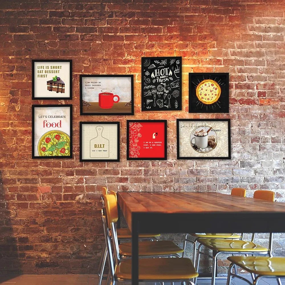 Kotart Lets Celebrate Photo Frames for Kitchen and Restaurant Wall Set of 8 - design013