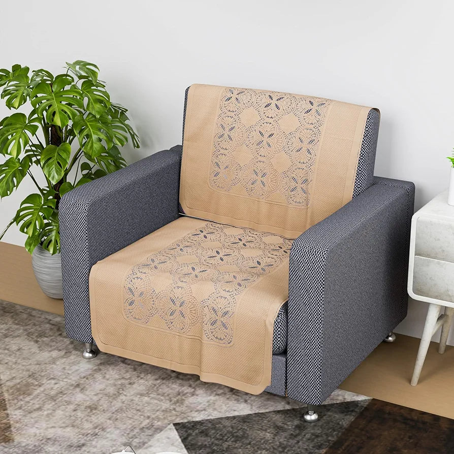 Kuber Industries Sofa Cover Single Seater Sofa Cover Net Sofa Slipcover Set Self Flower New Jersey Golden