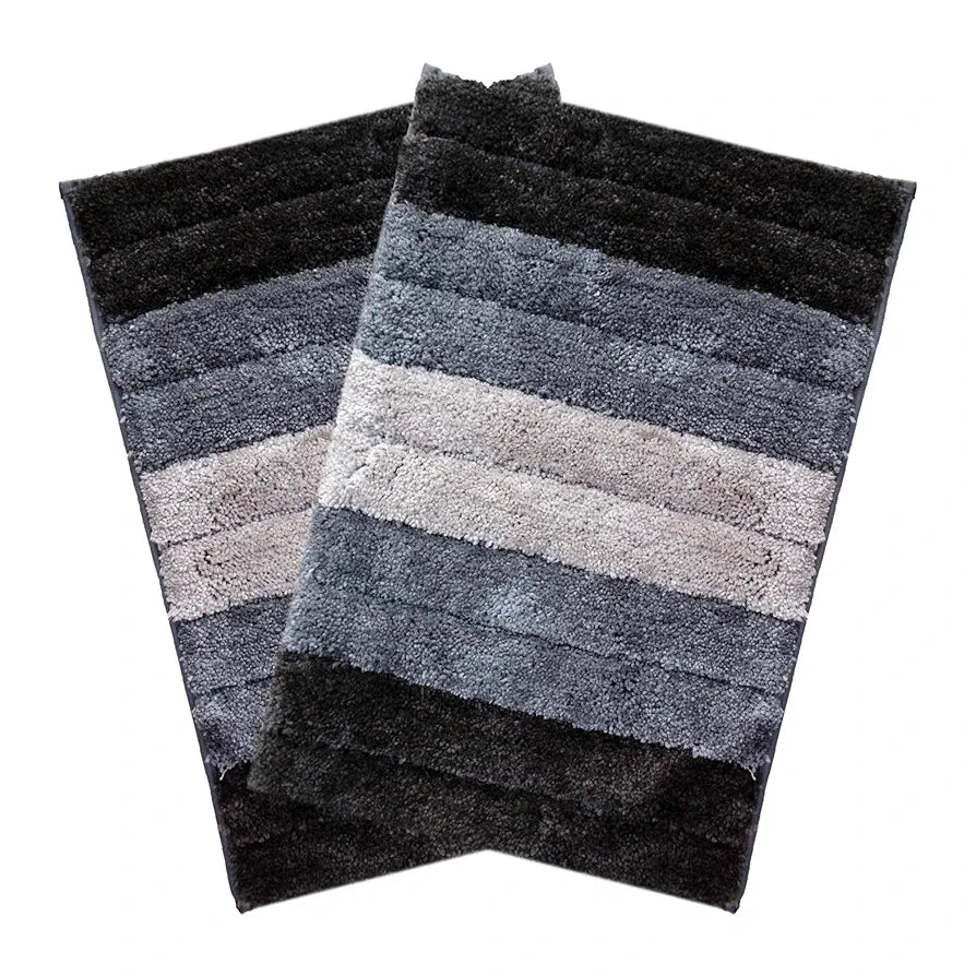 Luxe Home International Microfiber Rectangular Bath mat Soft Anti Slip Skid Luxury Mats 40X60 Cm  Colour Shadow (Pack of 2)