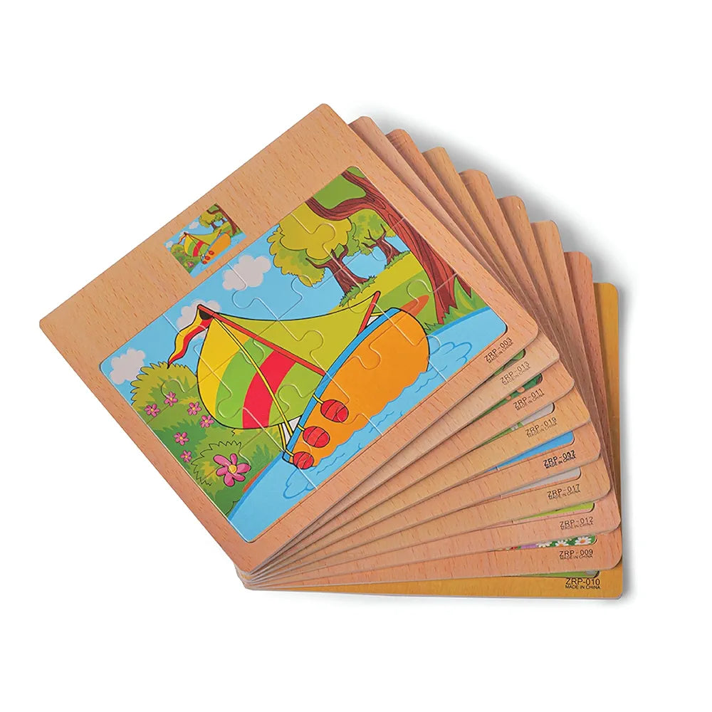 KIDS KINDLY Wooden 12 Piece Jigsaw Puzzle for Kids, Animals & Vehicle Theme Game, Promotes Fine Motor Skills, Improve Hand-Eye Coordination, Puzzle Game for Kids - 3 Years+  Random Design