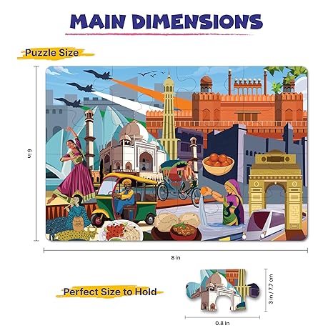 The Puzzl Co - Delhi Jigsaw Puzzle for Kids 6 Years & Up 100-Piece City Puzzle with Frame Compact