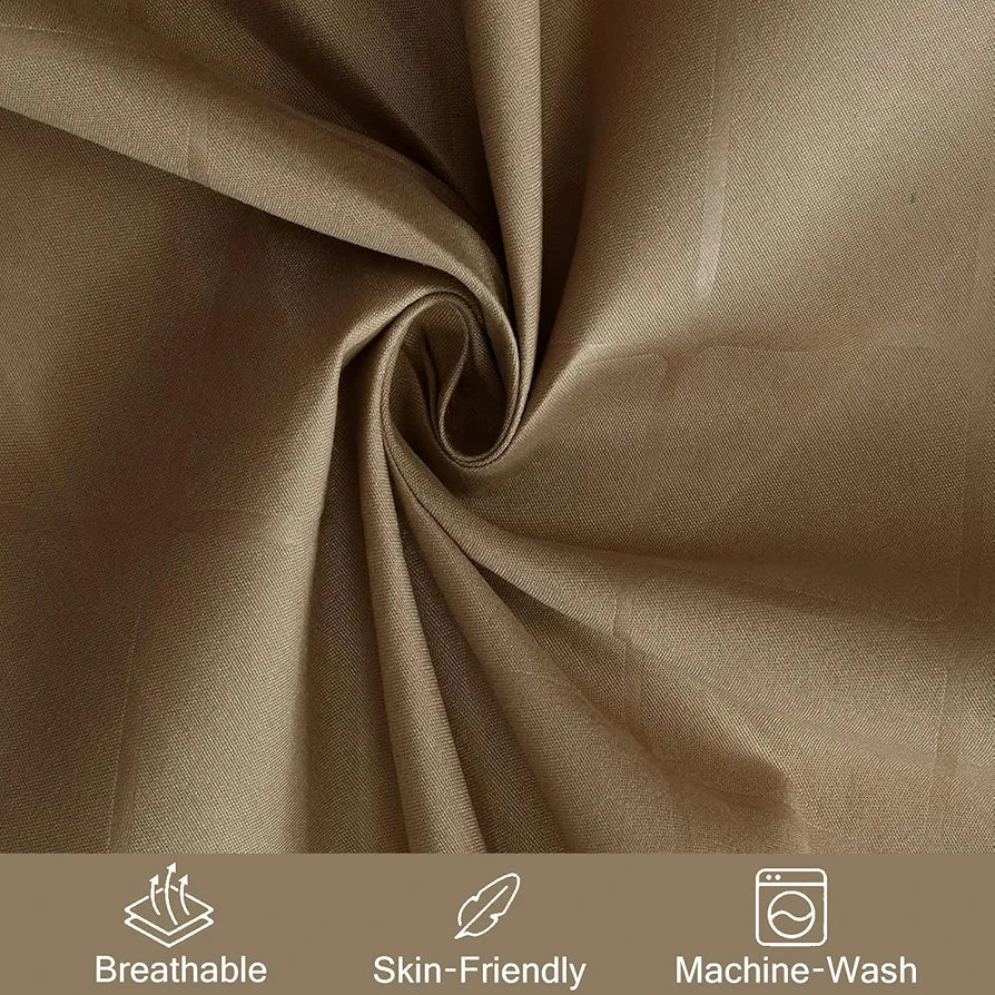 Fresh From Loom Single Bedsheet Microfiber Rotary Printed with 1 Pillow Covers 144 TC Dark Beige Barfi