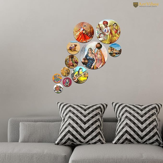 Artvibes Decorative Mdf Wooden Wall Hanging Decoration Item for Home | Pack of 11 Pieces