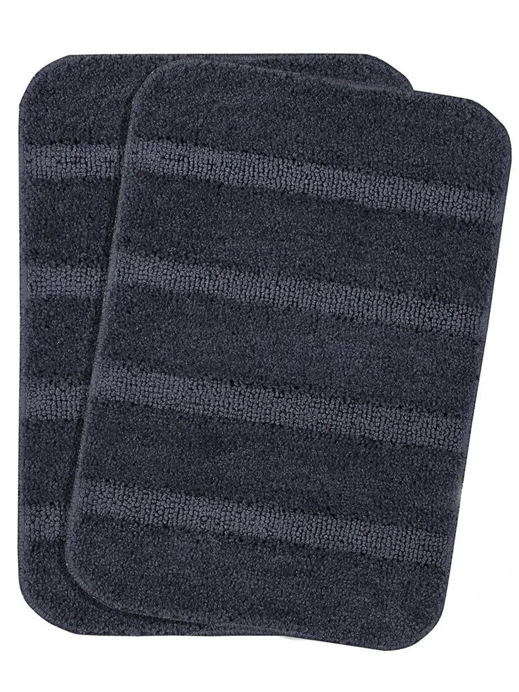 Saral Home Microfiber Soft Anti Slip Door Mat & Bath Mat Colour Grey (Pack Of 2)