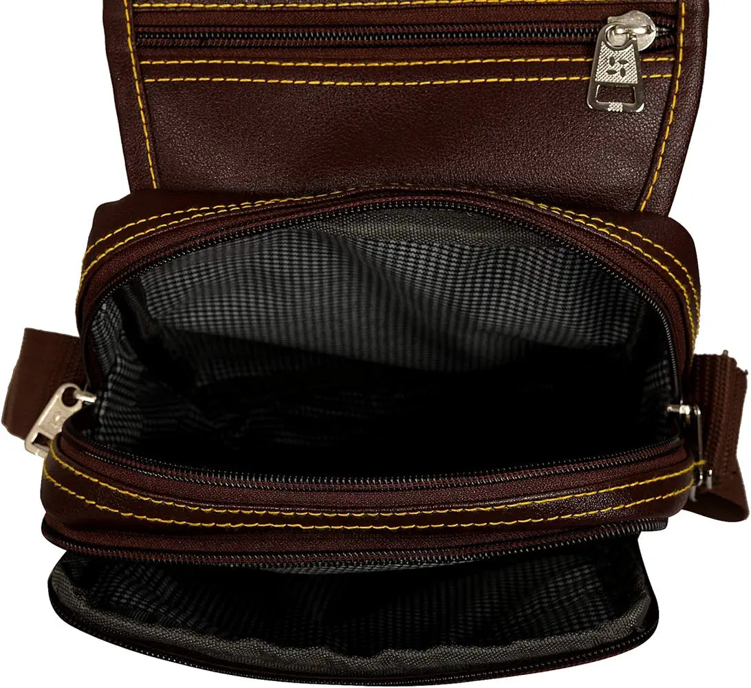 Leather World Leatherette Tan Sling Bags Men Messenger Bags Cross Body Bags Girl
