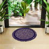 Kuber Industries Round Shape Feather Door Mat Cotton 20 Inch Large Purple Colour