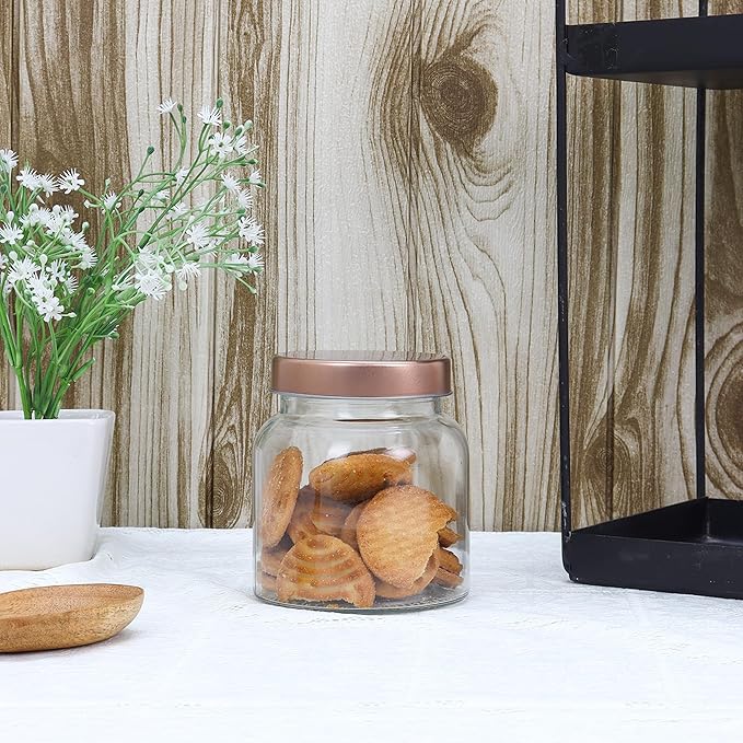 Femora Kitchen Storage Jars Clear Glass Jar With Steel Lid Air Tight Jar | Pack of 3