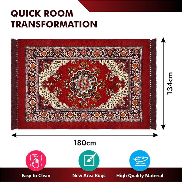 Kuber Industries Carpet Velvet Carpet-Rug for Home Decor Carpet Rug for Bedroom Maroon