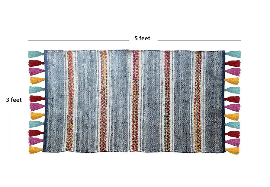 The Home Talk Handmade Cotton Carpets Tribal Contemporary Decorators Area Rugs Denim Blue